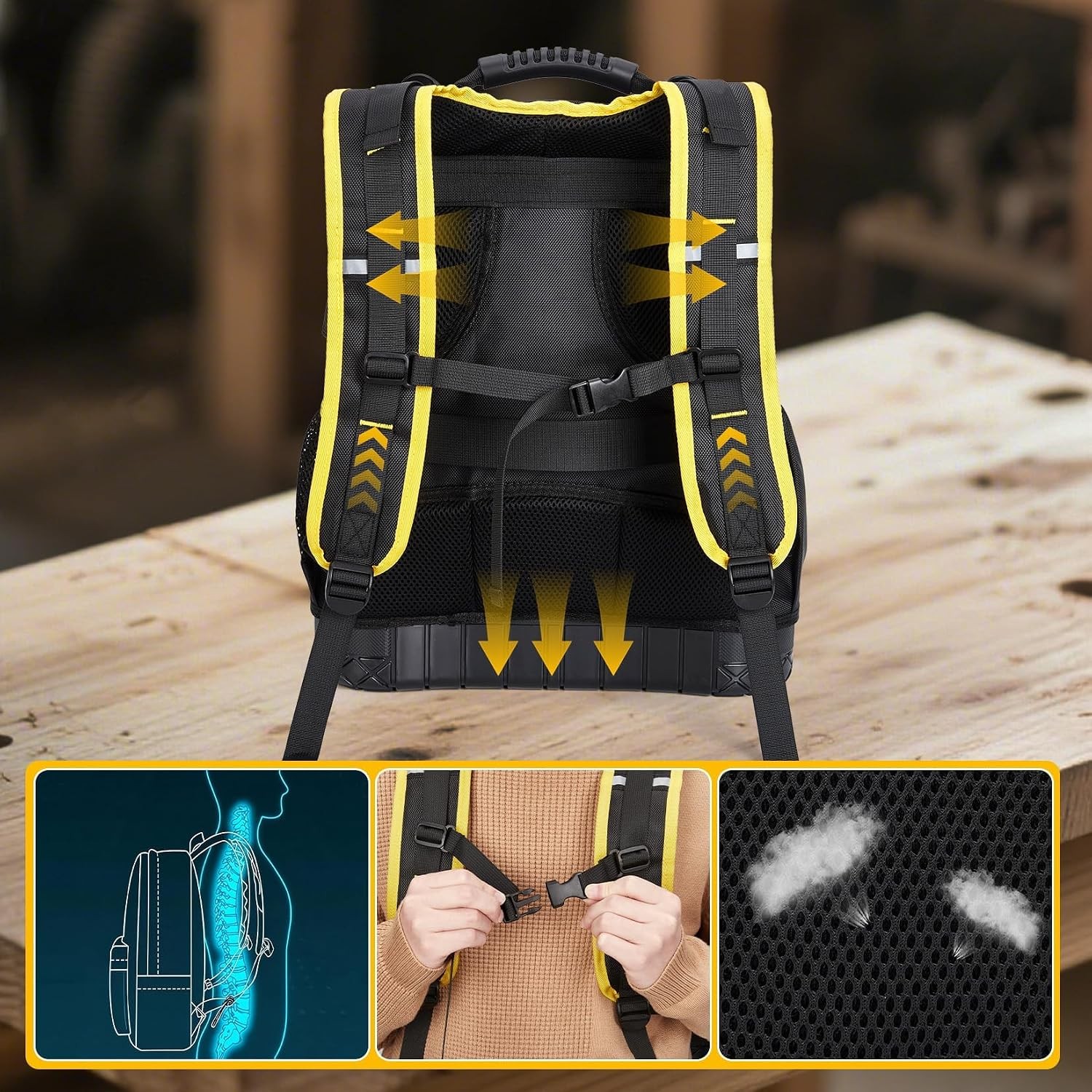 Resistant Tool Backpack 18in Oxford Laptop Sleeve Detachable Pouch Hard Bag