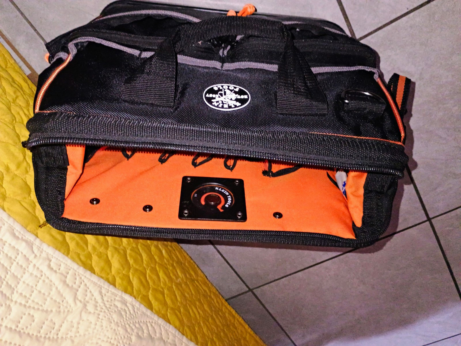 Klein Tools Tradesman Pro Tool Bag 15.25in Black/Orange/Gray 31 Pockets LED
