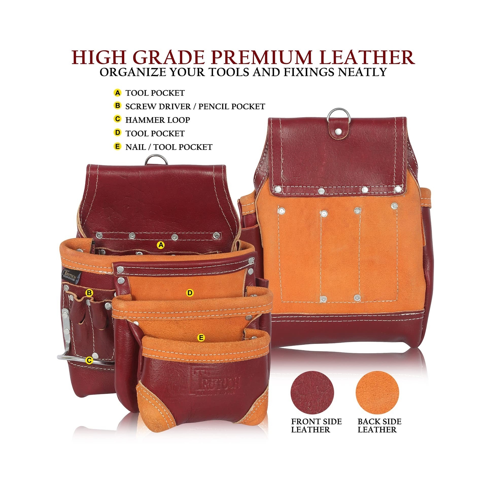 Grain Leather Tool Belt | Tool Rig Set | Tool Pouch | Drywall Tool Belt | Car…