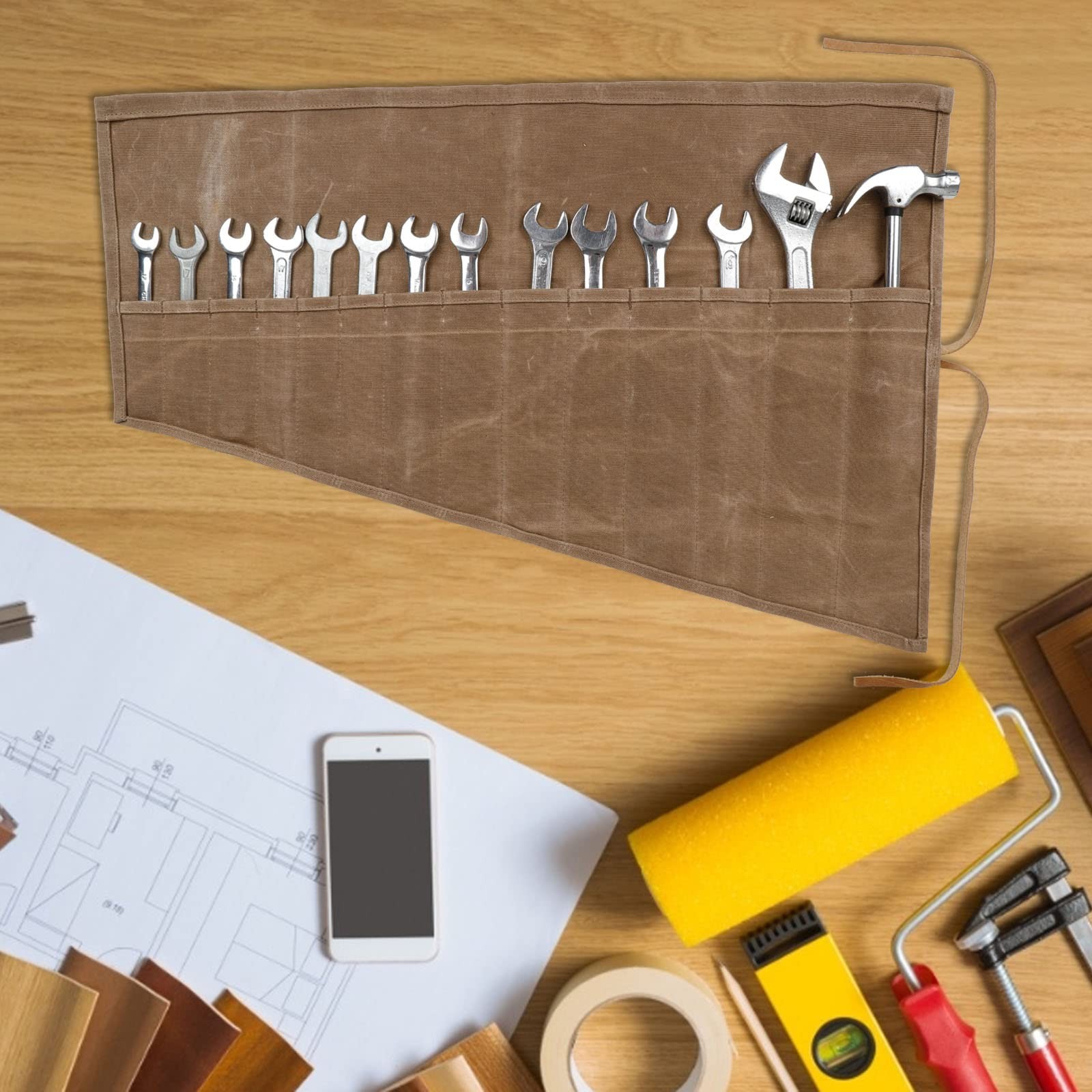 ChengYi Tool Roll Organizer 14-Pocket Wrench Holder Bag