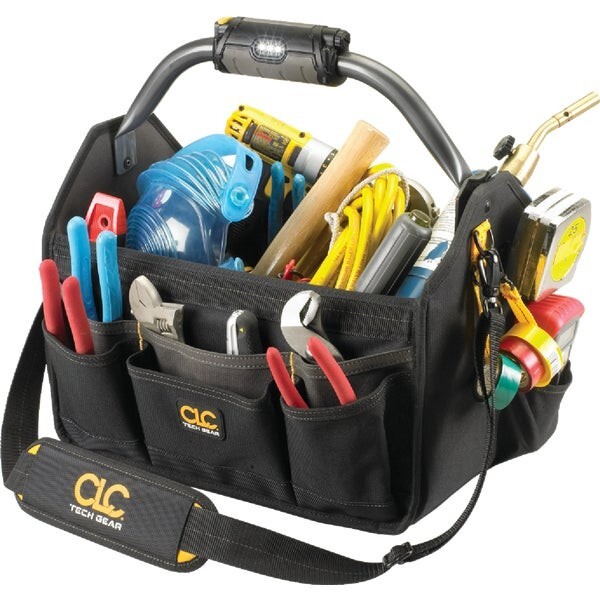 (2)-CLC Tech Gear W/Handle 22-Pocket 15 In. LED Lighted Tool Tote L234