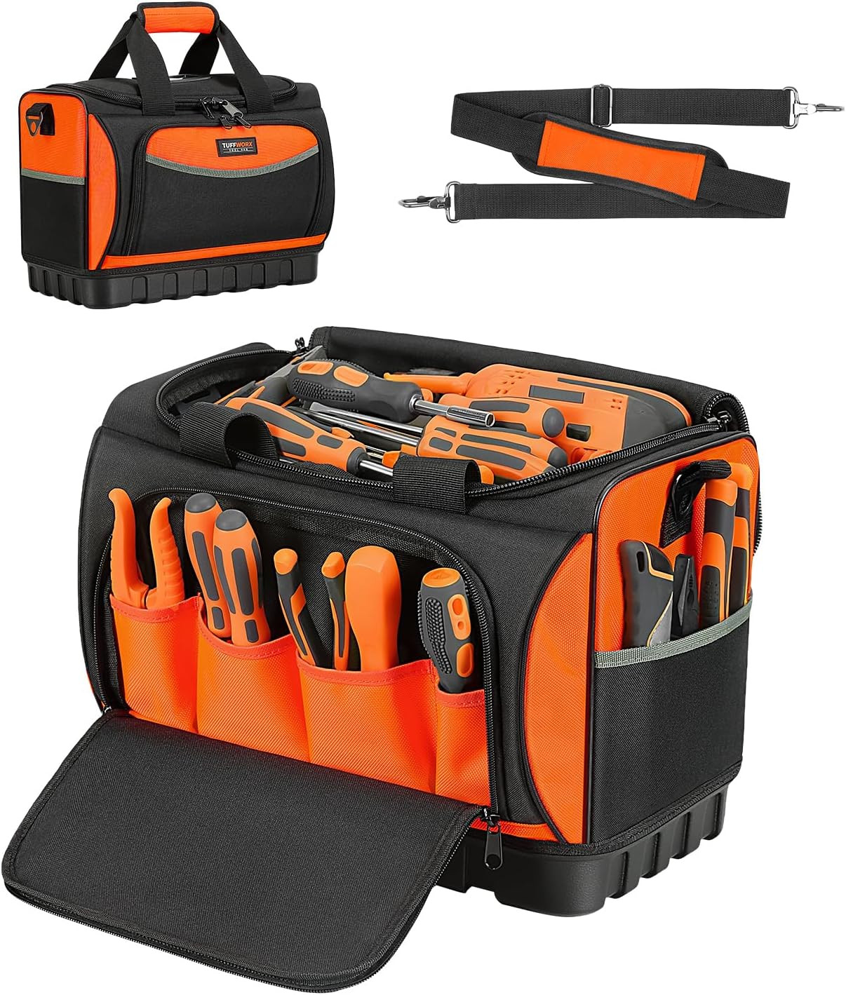 Tool Bag, Large Tool Organizer Bag with 18 Pockets,15.7x 11.4x 9.8 inch, Heavy D