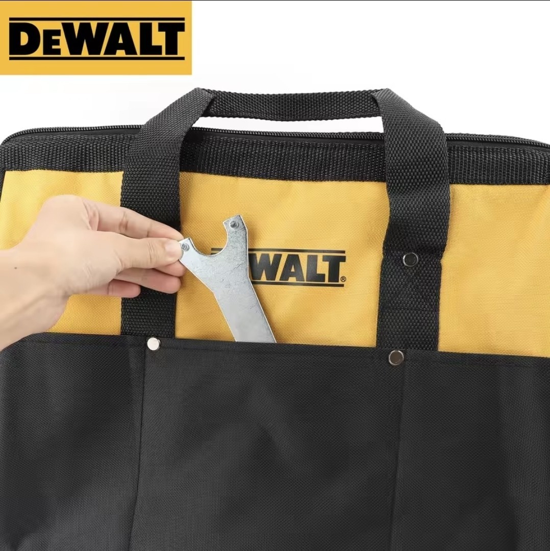 DEWALT 15″ Medium Tool Bag Heavy Duty Canvas Nylon Storage Case Yellow Black NEW