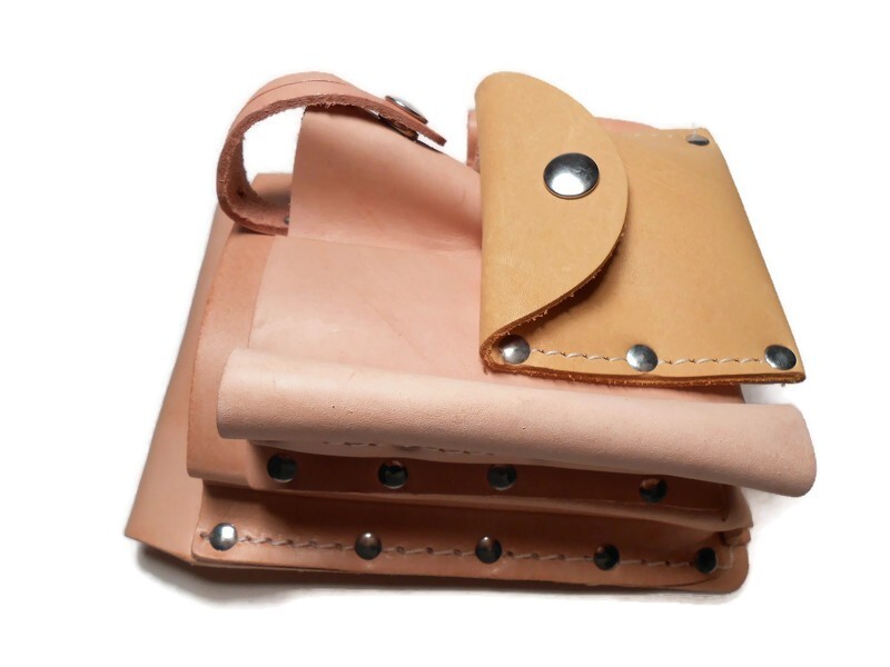 Leather Tool Holster 7-Pocket Surveyor’s Tool Pouch Top Grain Saddle Leather