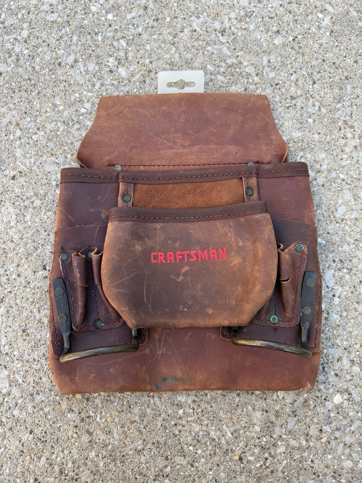 Craftsman 9-40520 Leather Tool Carpenter Pouch Brown Multiple Pockets No Belt
