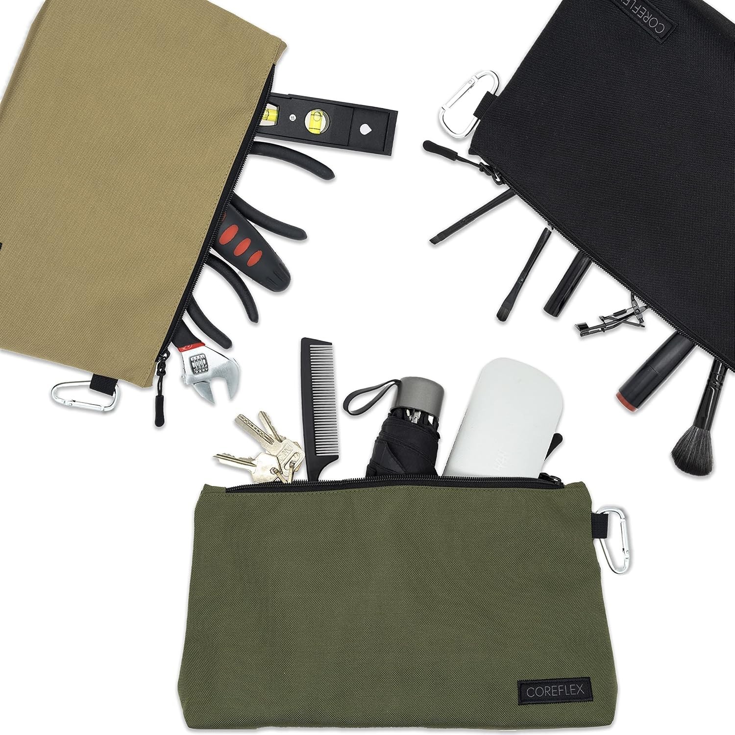 Durable Flat Bottom Tool Bag Set – 3 Pack Medium Size with YKK Zipper, 10 Inch