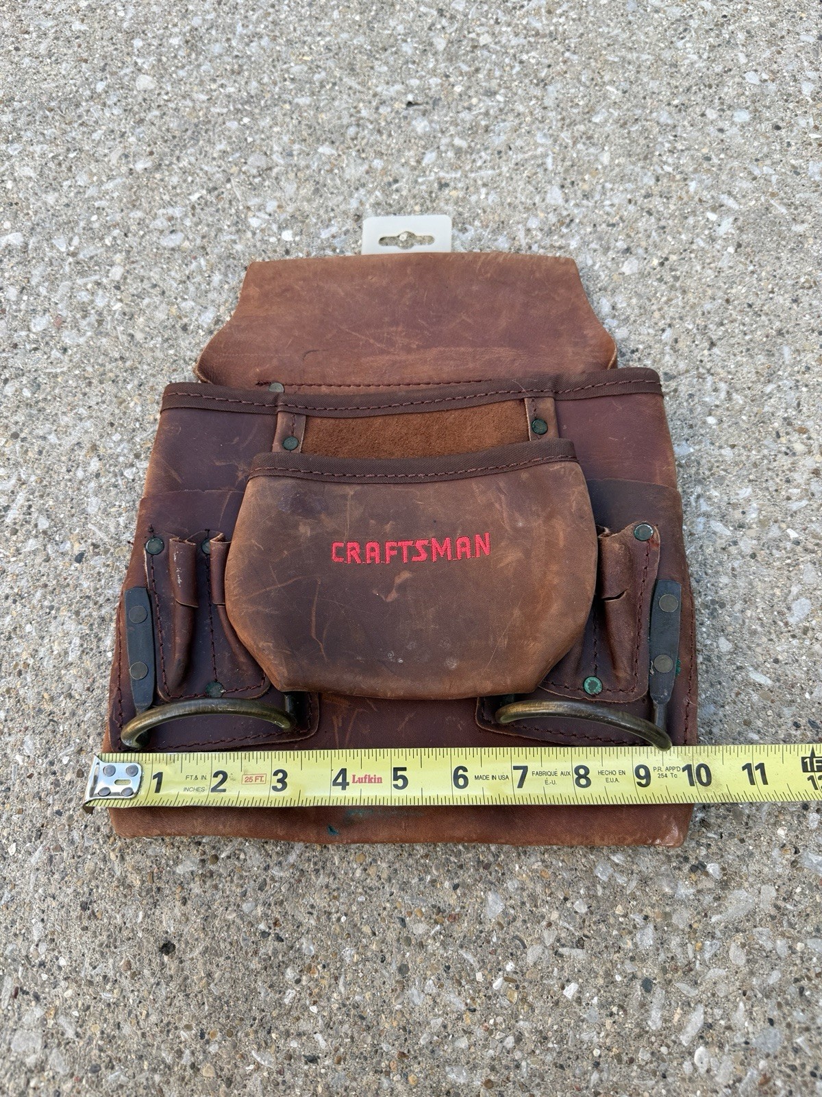Craftsman 9-40520 Leather Tool Carpenter Pouch Brown Multiple Pockets No Belt
