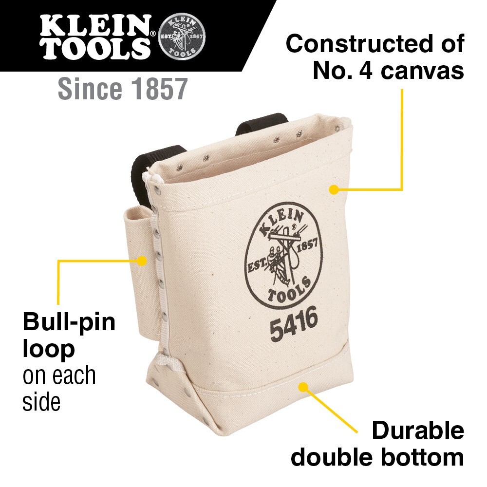 Klein Tools 5416 Tool Bag, Bull-Pin and Bolt Pouch, Belt Strap Connect, 5x10x9in