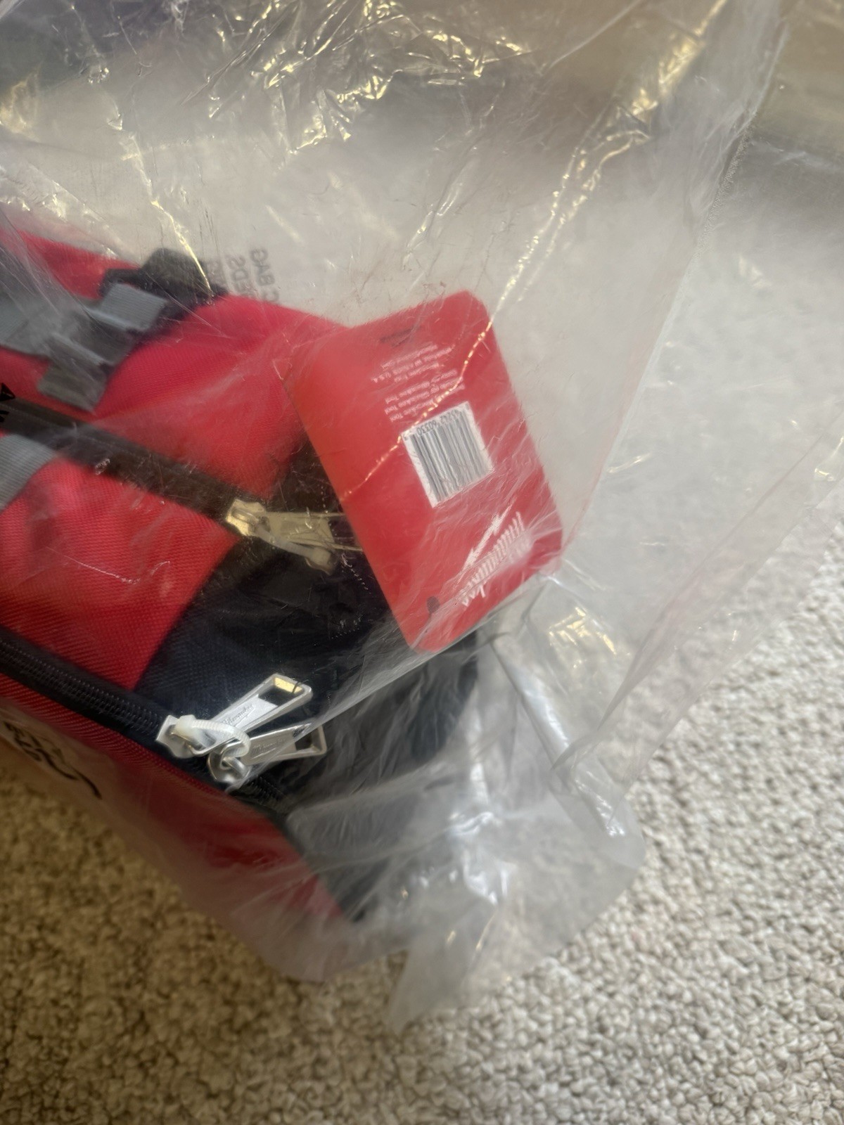 Milwaukee Red and Black Fabric Tool Bag with Zipper