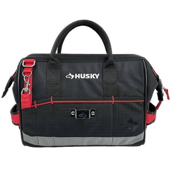 Husky 14 in Heavy Duty PRO Tool Bag 1680D 15 Pockets Lockable Jobsite Tote