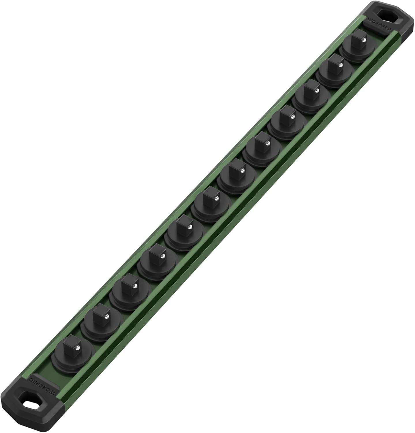 WORKPRO Magnetic Socket Organizer, 1/4-Inch Drive Aluminum 1/4 DR, Green