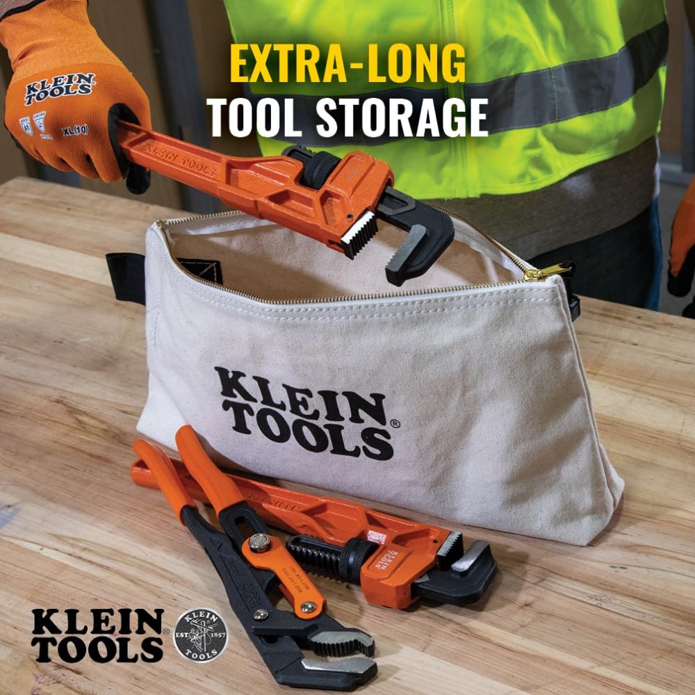 KLEIN TOOLS 62042 16-Inch Zipper Bag, Extra Long, No. 10 16-Inch, Natural