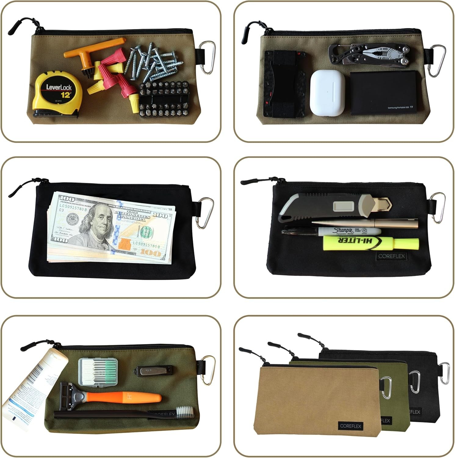 Durable Canvas Tool Pouch Set – Versatile Organizer for Tools and Accessories