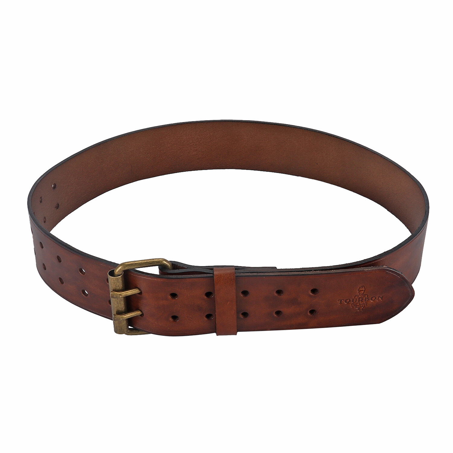TOURBON Leather Tool Carrying Work Belt 2in Wide Rig Belt Double Roller Buckle