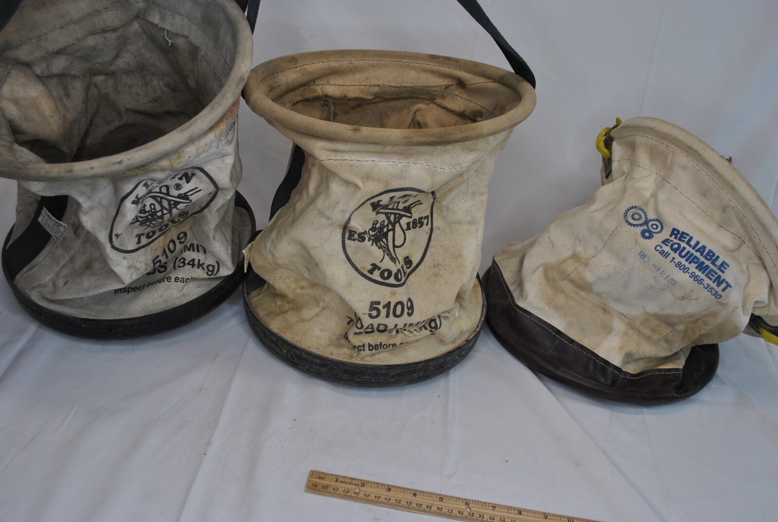 Vintage Klein Tools USA Made Canvas Bucket Carrying Bag 5109 x 2 and other brand