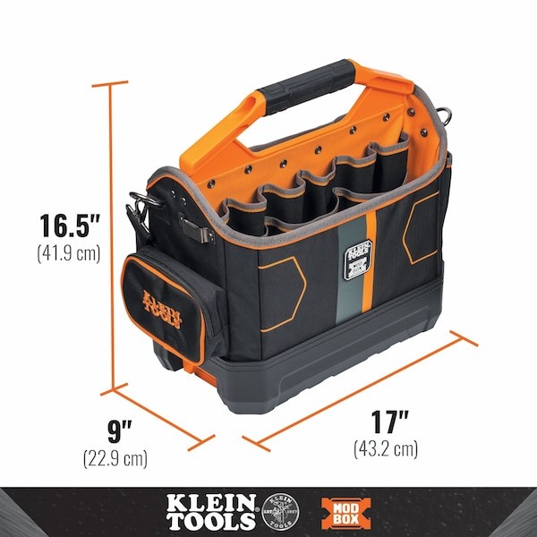 Klein Tools 62202Mb Tool Bag, Black/Orange, 1680D Ballistic Weave Body; Hard