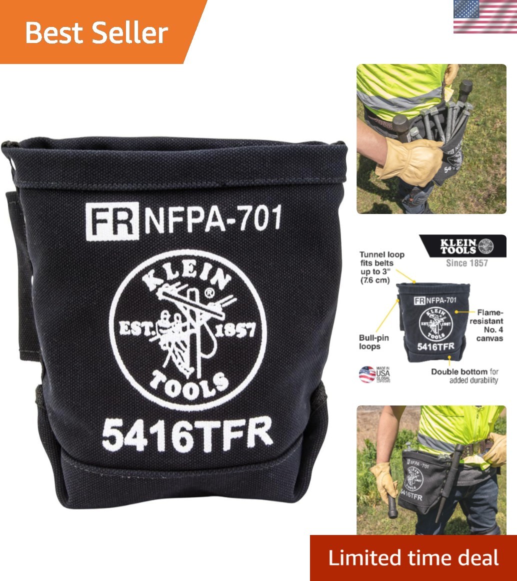 Klein Flame-Resistant Tool Bag – 11″ x 9.6″ Canvas with Double Reinforced Bottom