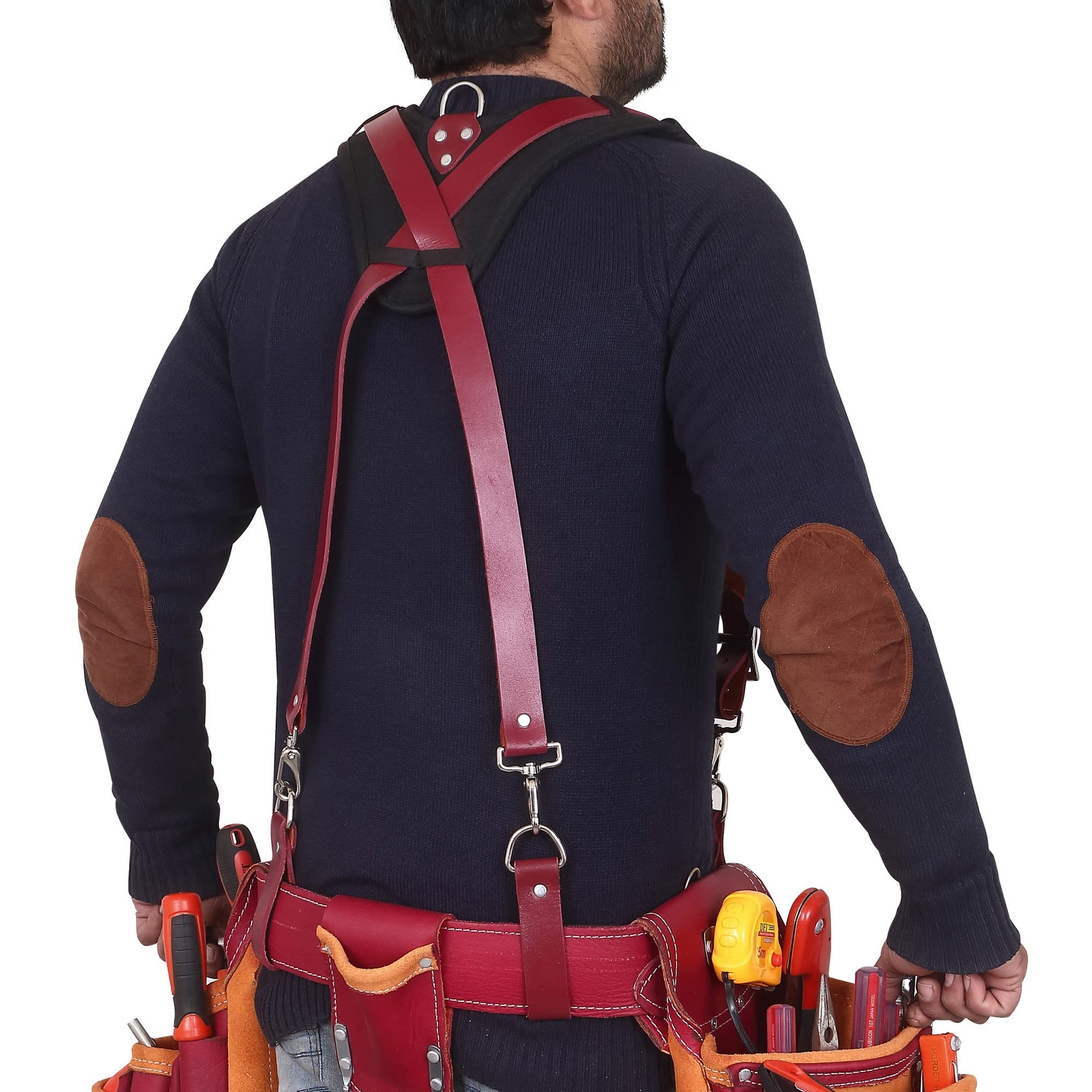 Leather Work Suspenders With Pockets | Fullyadjustable Padded Leather Tool Belt