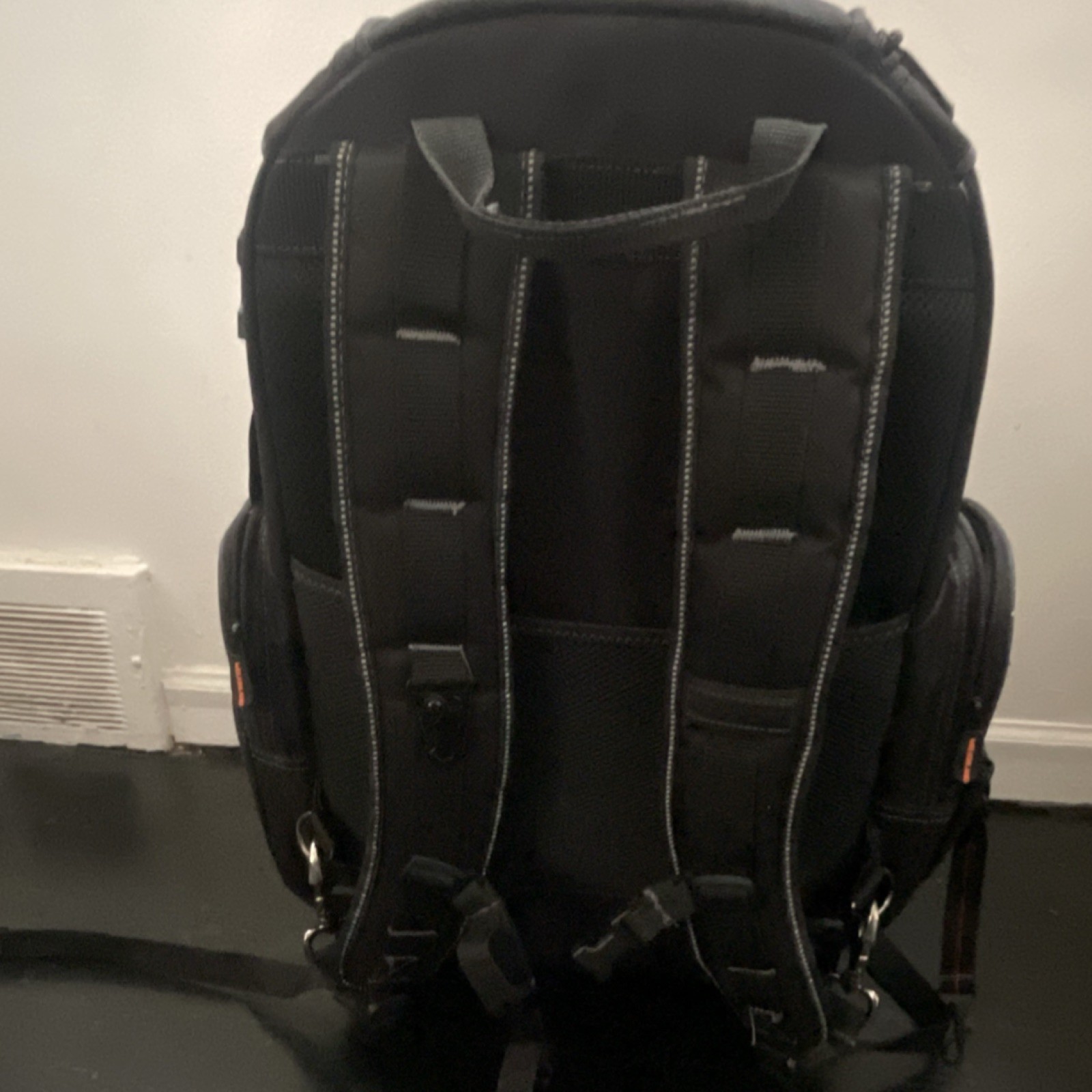 WELKINLAND Tool Backpack Black Adjustable With Handle Multiple Pockets 1 Item