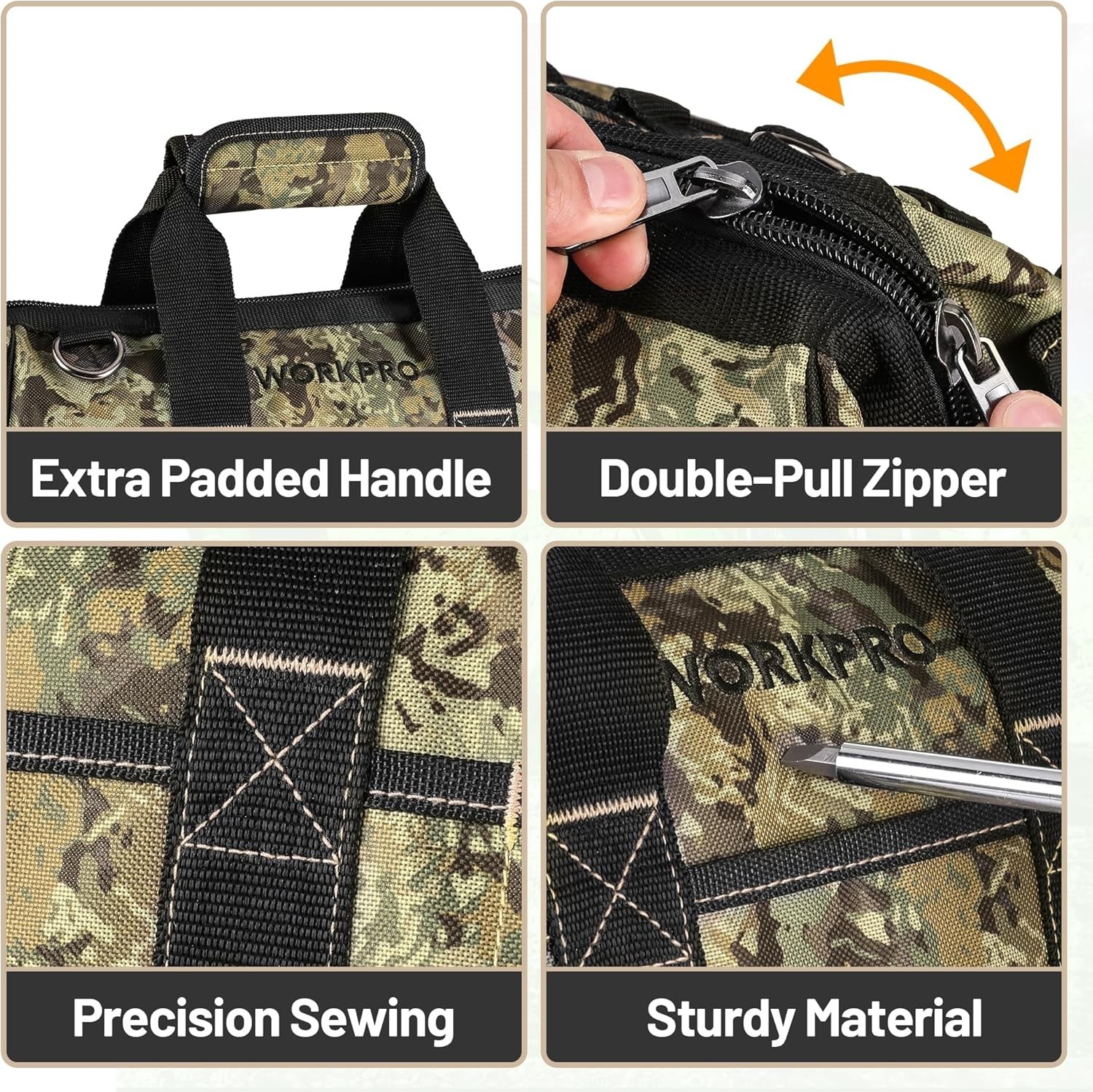 16-Inch Wide Mouth Tool Bag with Water Proof Molded Base | Multi-Pocket, Heav…