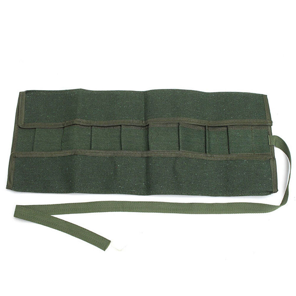 10Pockets Canvas Spanner Wrench Tool Roll Up storage bag Organizer Pouches Case*