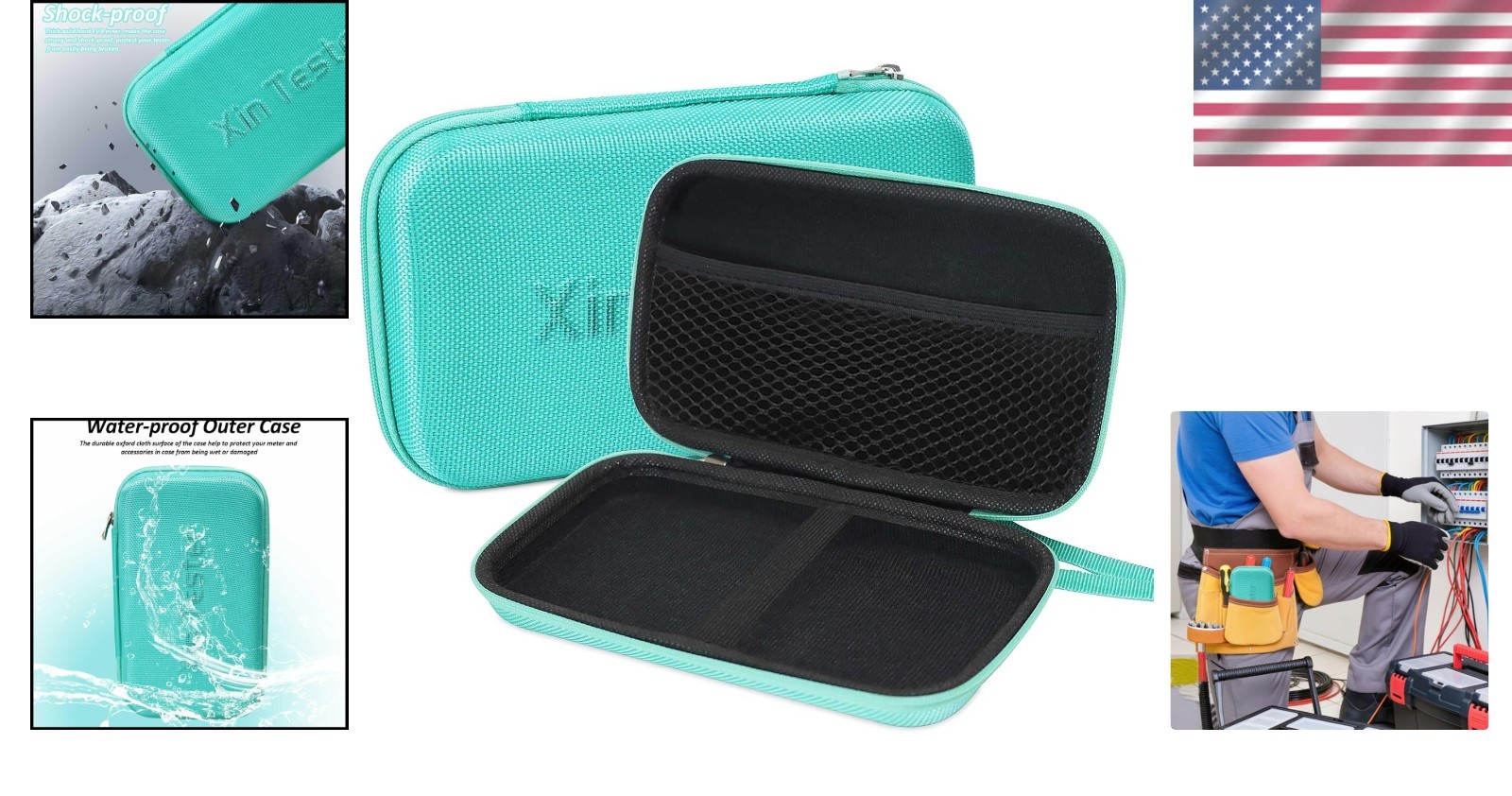 Waterproof EVA Tool Case 8.3” for Multimeter & Digital Testers – Elegant Green