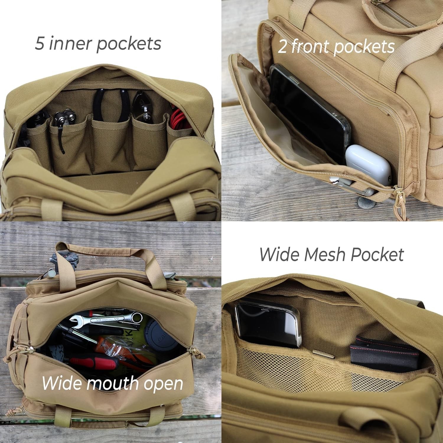 12-Inch Heavy-Duty Tool Bag – Versatile EDC Gear for Mechanics and Builders