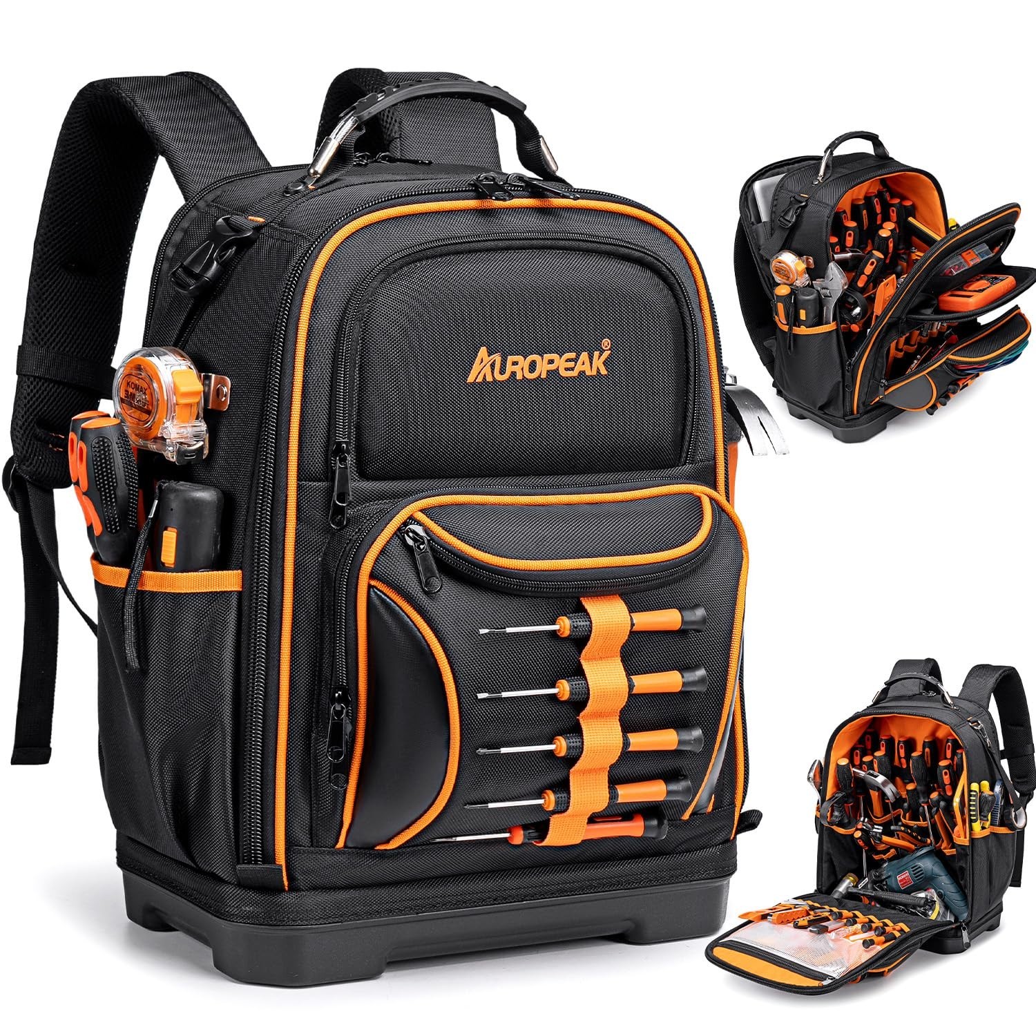 AUROPEAK 73 Pockets Electrician Tool Backpack Heavy Duty Men Women, Hvac Tool