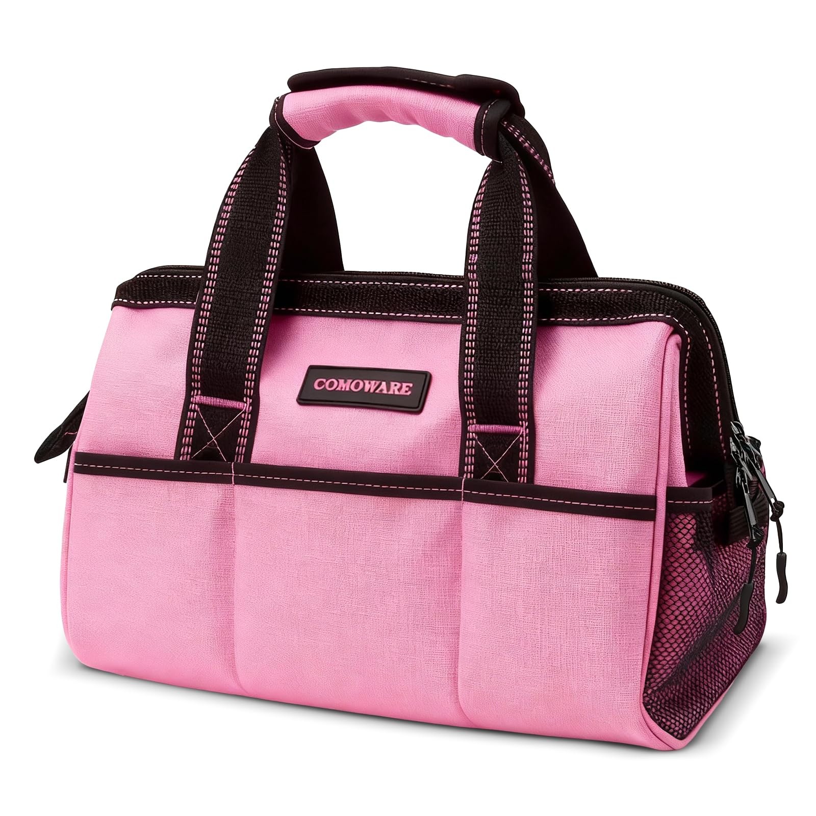 Pink 13 Inch Tool Bag Soft Storage Tote Wide Mouth Inside Pockets Organizer
