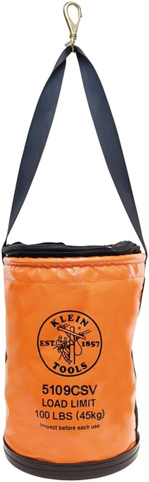 5109CSV Tool Bucket, Top Closing Vinyl Lineman Bucket with Swivel Snap and We…