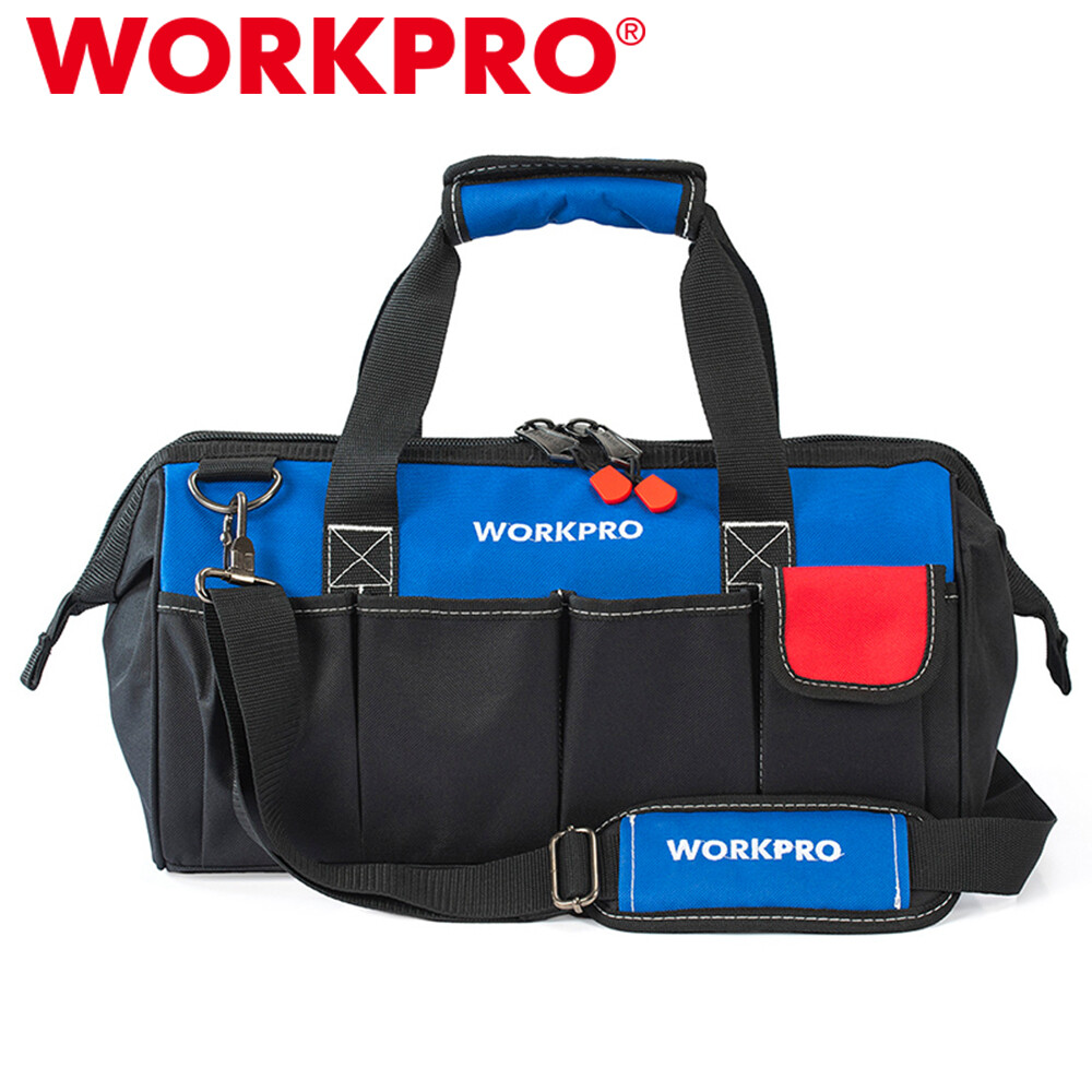 WORKPRO 18″ Close Top Wide Mouth Storage Tool Bag w/Shoulder Strap Sturdy Bottom