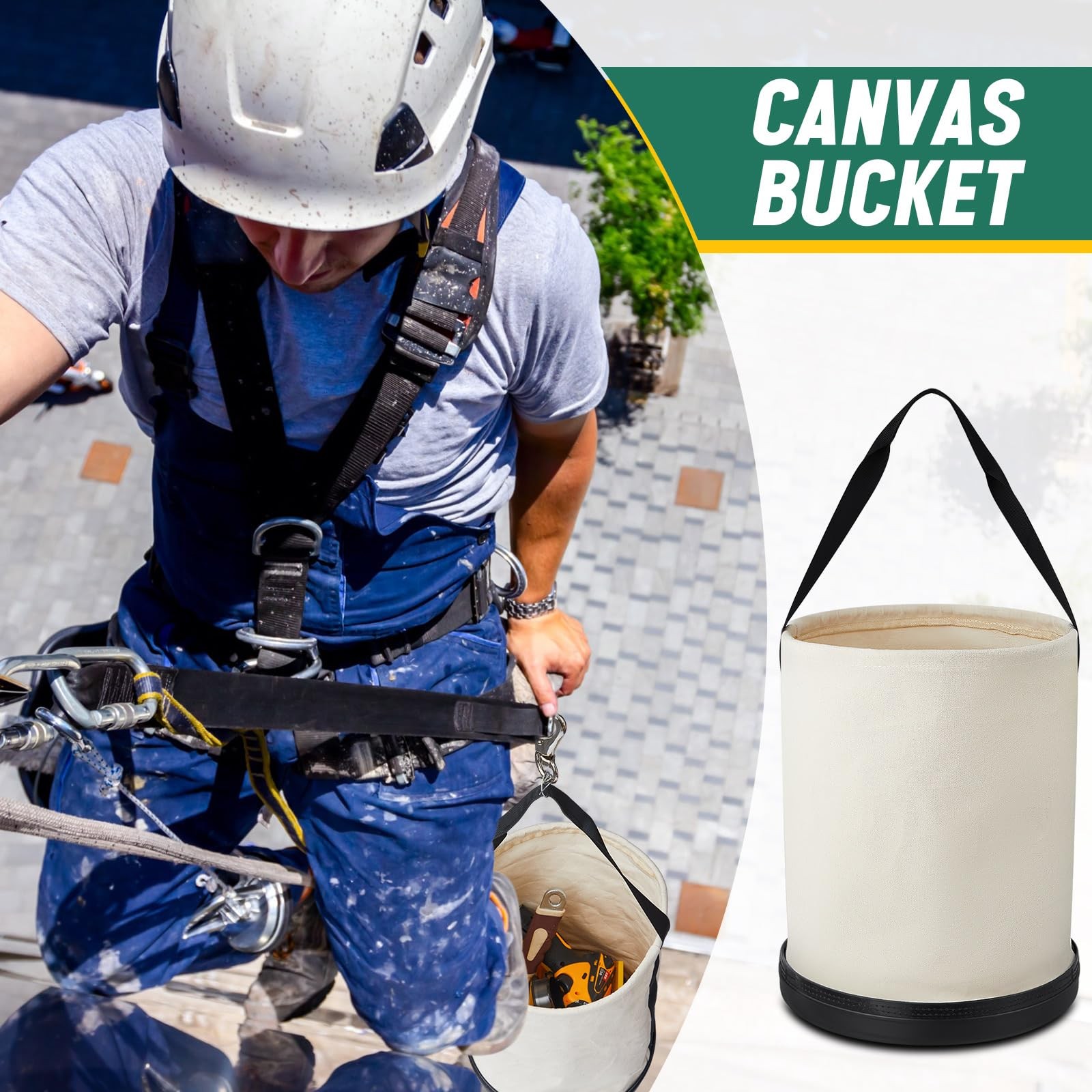 2 Pack Utility Canvas Tool Bucket 9″ D x 14″ H All Purpose Canvas Bucket Bag,…