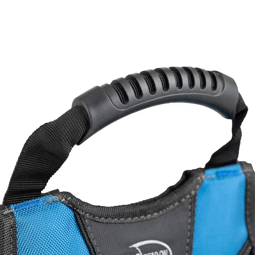 10 In. Open Top Tool Tote Utility Pouch Bag with Black Finish and 13 Total Pocke