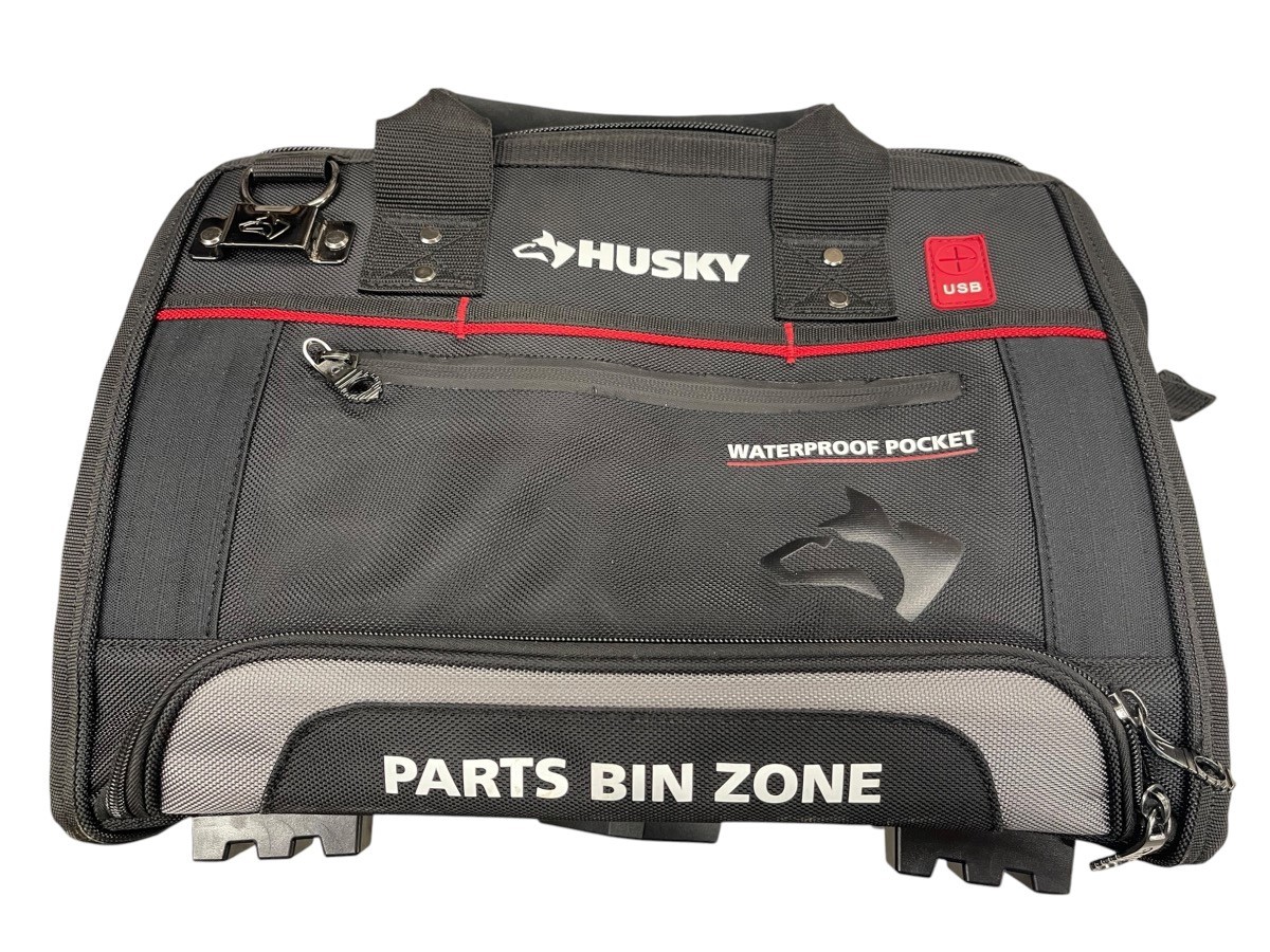 Husky 16″ Large Mouth Tool Bag Parts Bin Zone USB 526-248 (AE-JEM) (PPJ062520)