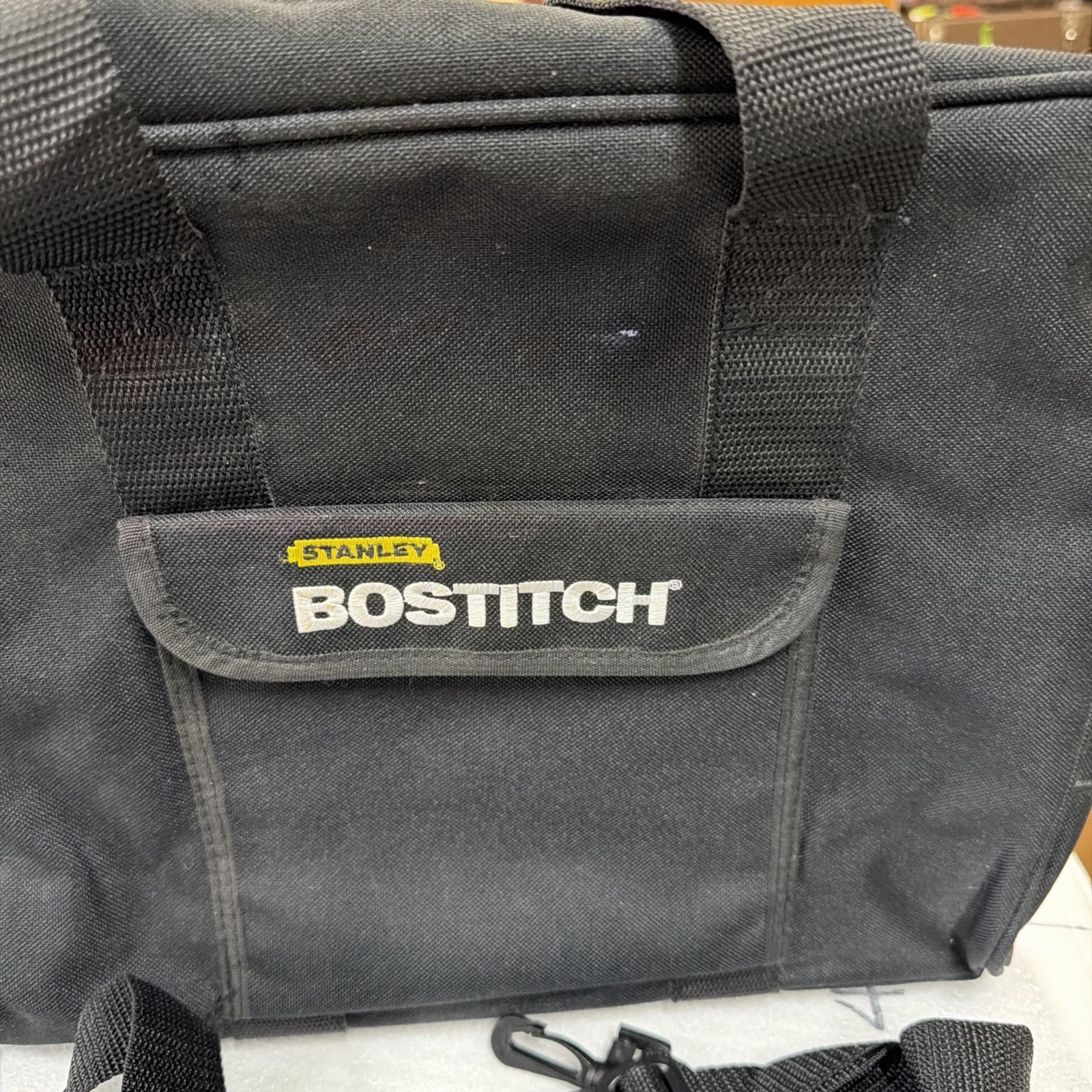 Stanley Bostitch Multi-Pocket Tool Bag Heavy Duty Nylon Black, Large New EXC