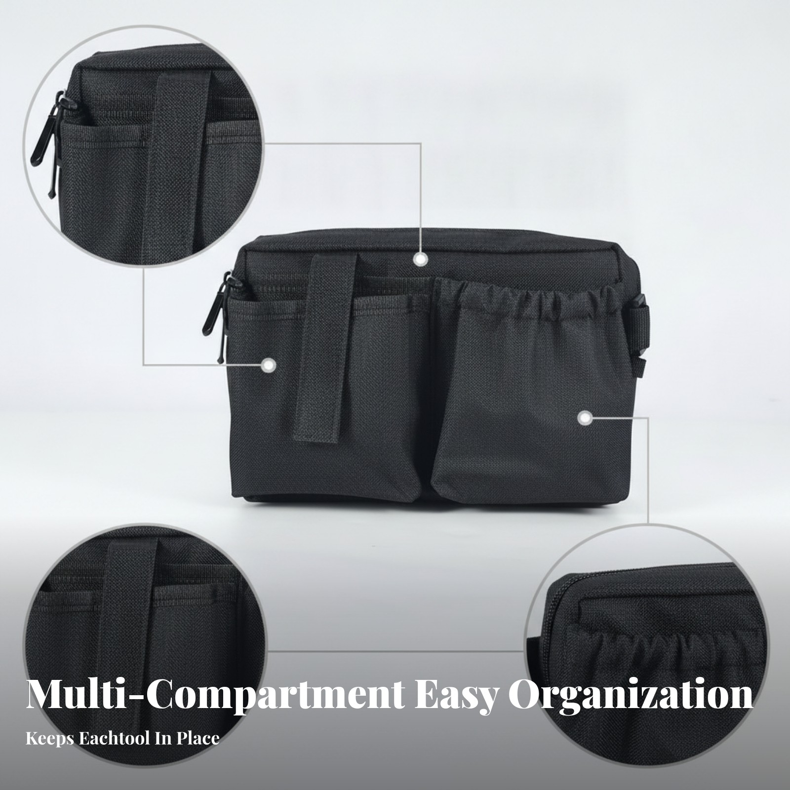 Adjustable Strap Zippered Tool Waist Bag Waist Tool Bag Two Front Pockets