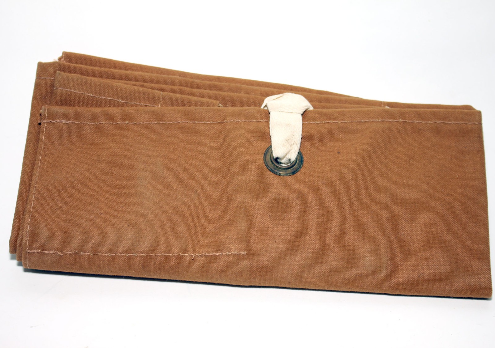 FISKARS Tan Canvas Tool Roll 18 Pockets 26″x20″ Brass Grommets Strap Made in USA