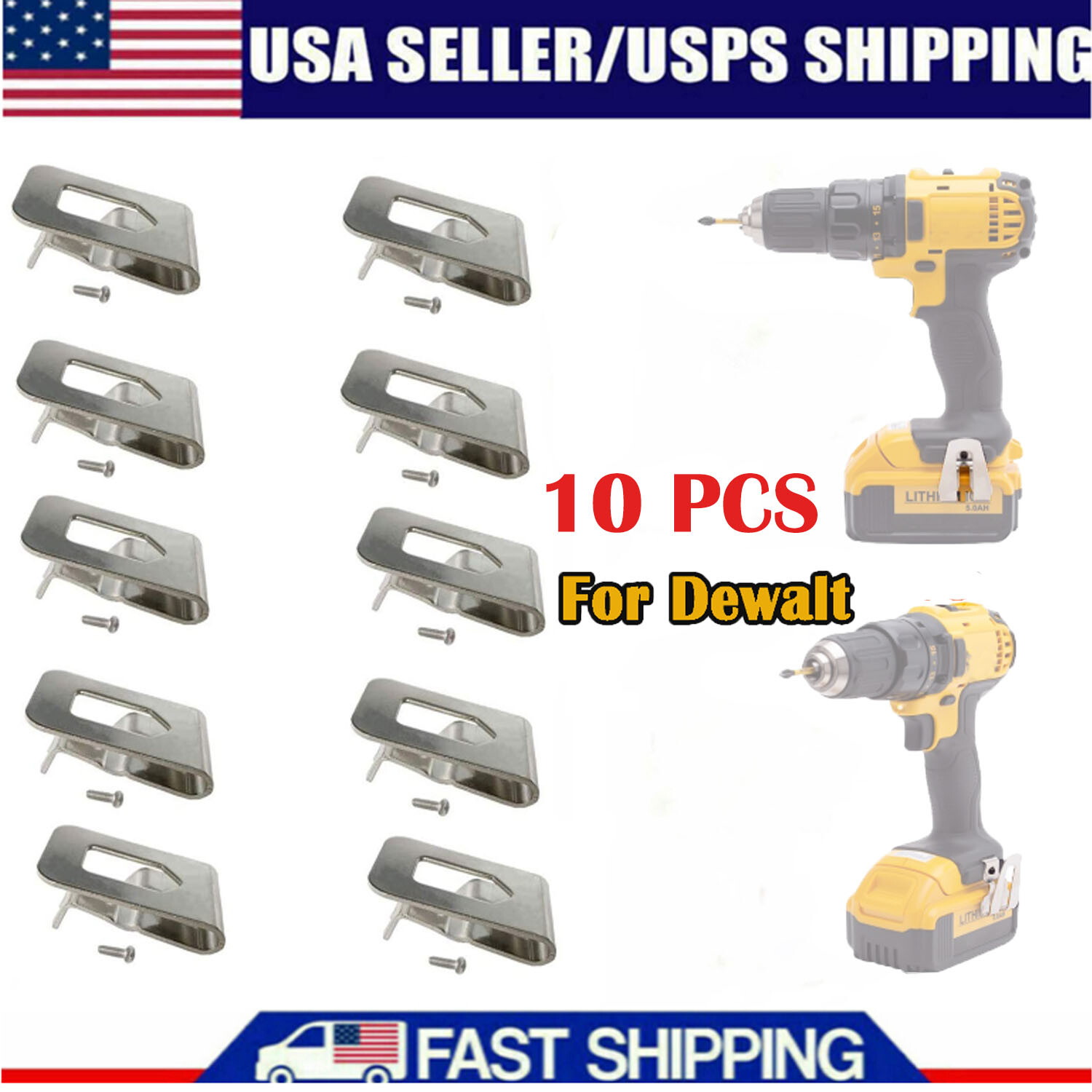 10 Pack Belt Clip Hook Cordless Drill Holder w/Screws For Dewalt 18/20V Tools US