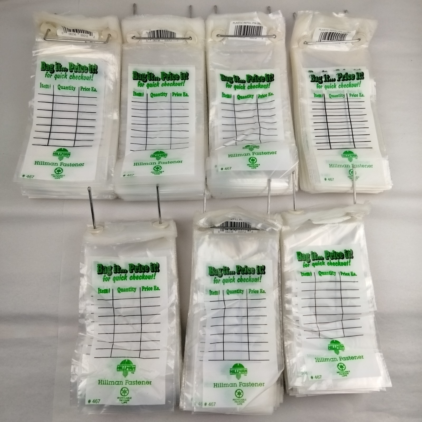 Hillman 467 Self-Service Plastic Fastener Bags 4″ x 8″ (100 Pack) Lot Of 7