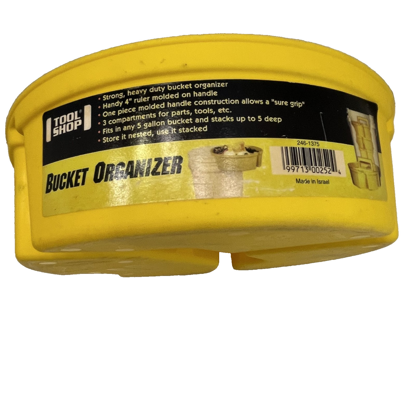 Tool Shop Bucket Organizer 3 Compartment Yellow Plastic 5 Gallon Pail Project Or