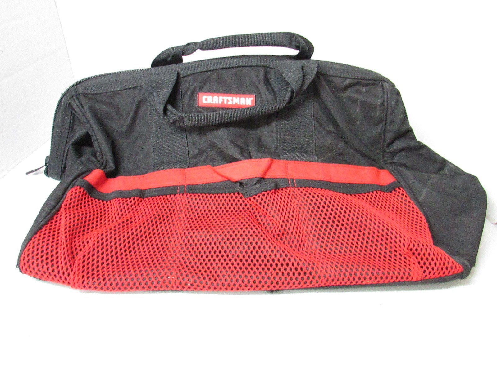 Craftsman Canvas Tool Bag Zipper Mesh Pockets 37537 Black Red Powertool Storage