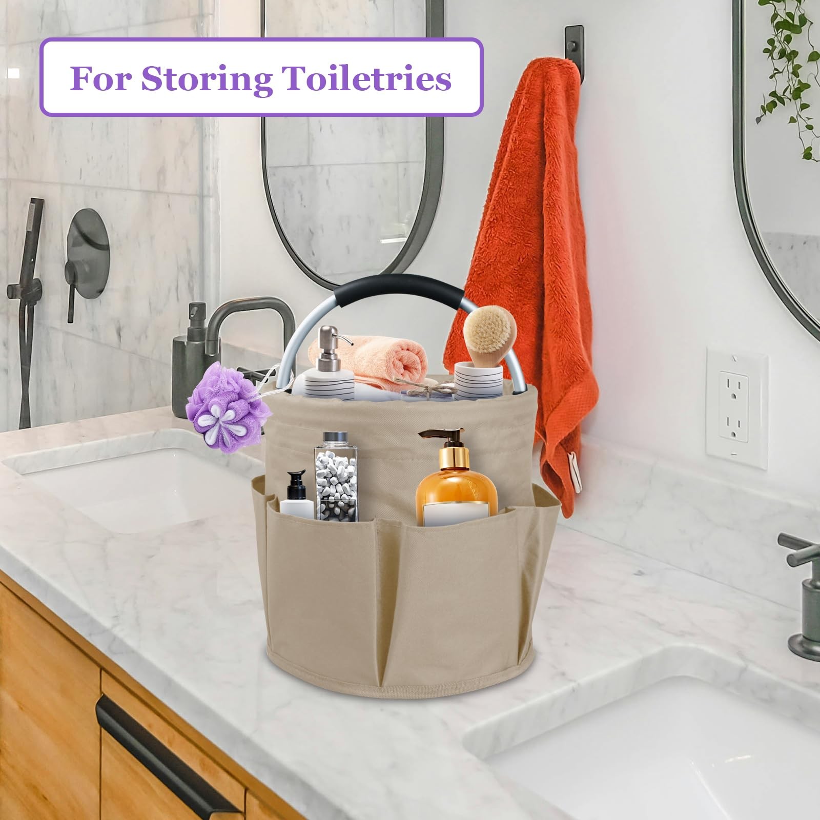 17L Cleaning Supply Caddy with Soft Handle, Portable Shower Caddy in 600D Oxf…