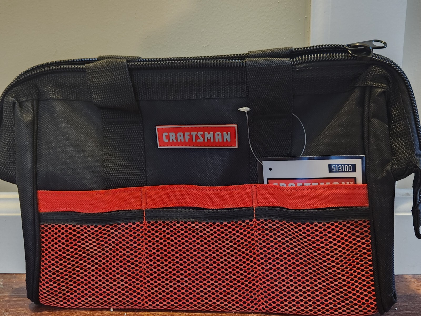 Craftsman 13 in. W X 9.75 in. H Wide Mouth Tool Bag 6 pocket Black/Red NWT