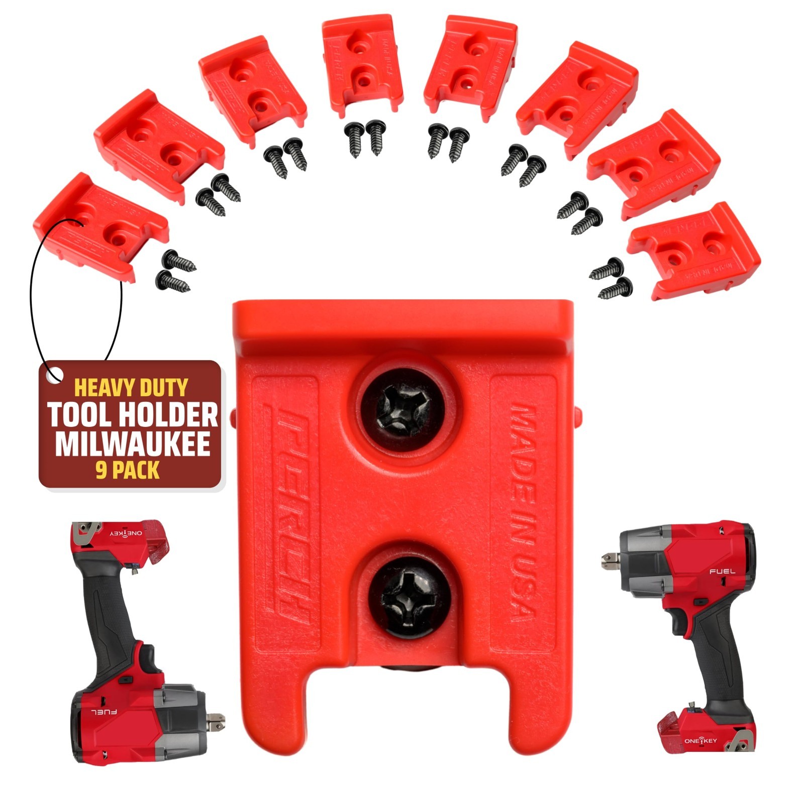 9 Pack Tool Holder for Cordless Tools – Snap Fit Organizer, Wall Mount & Under S