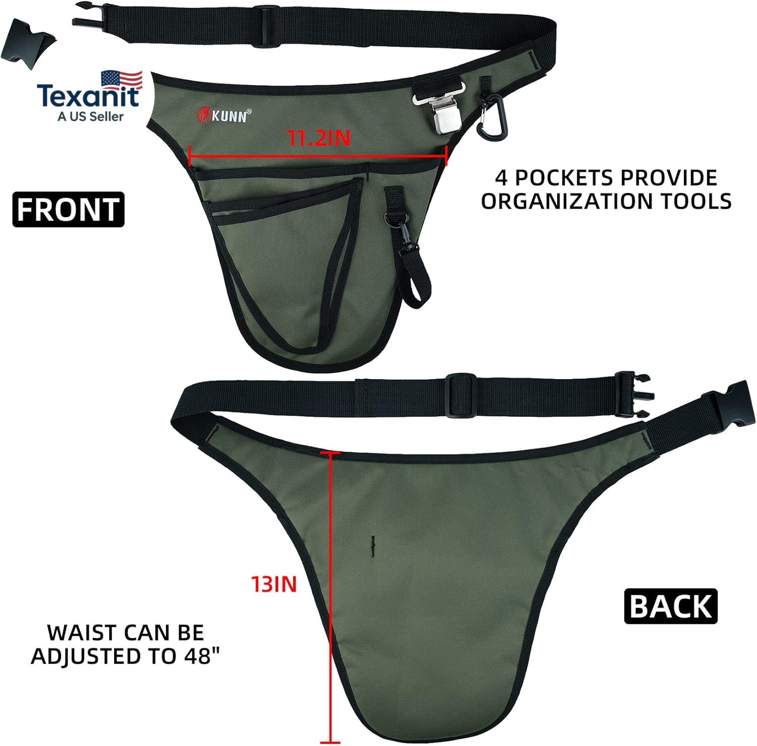 Garden Tool Belt,Durable Adjustable Tool Belt Waist Pouch with 4 Pocket for Wome