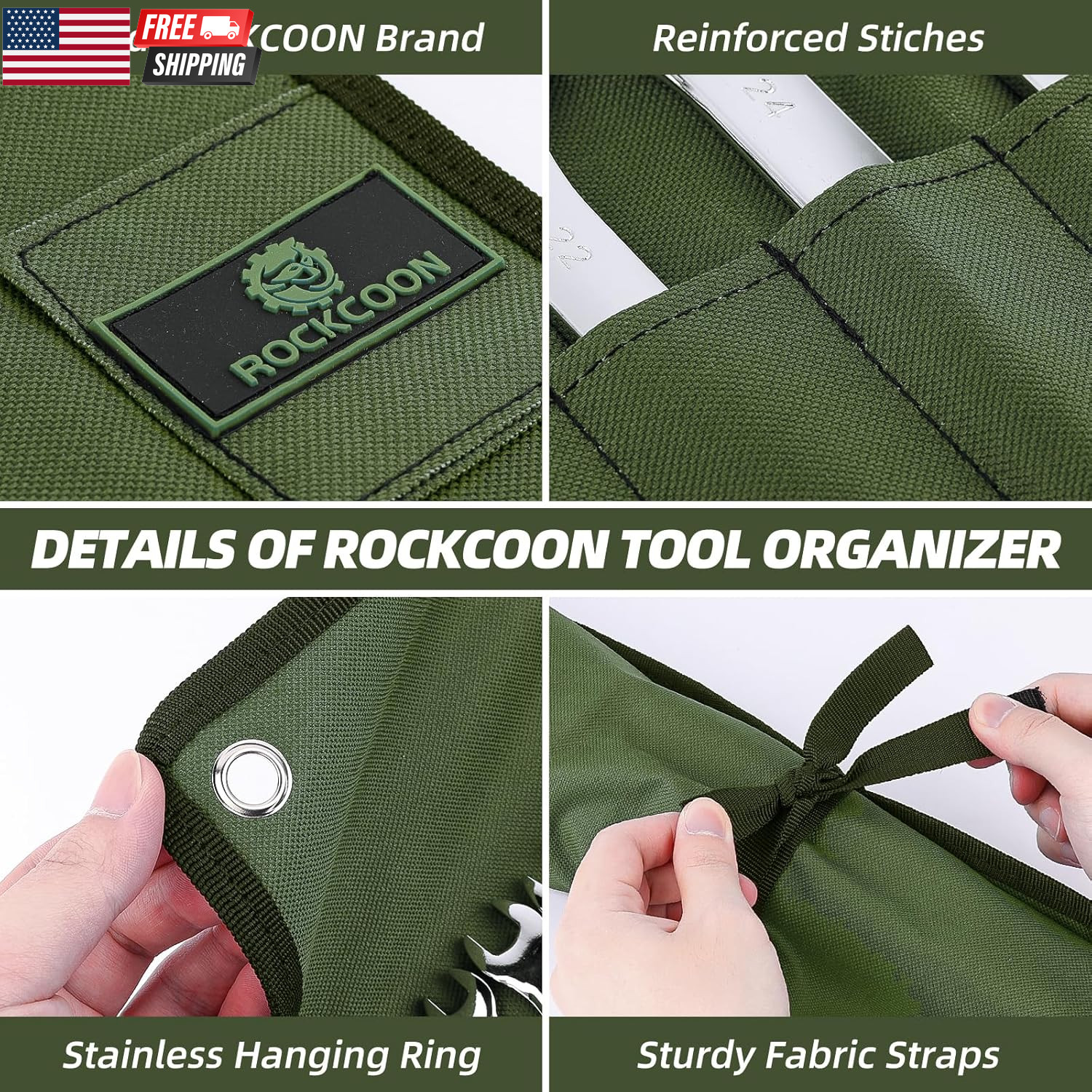16 Pockets Wrench Roll Organizer Wrench Pouch Roll up with Water Proof Oxford Cl