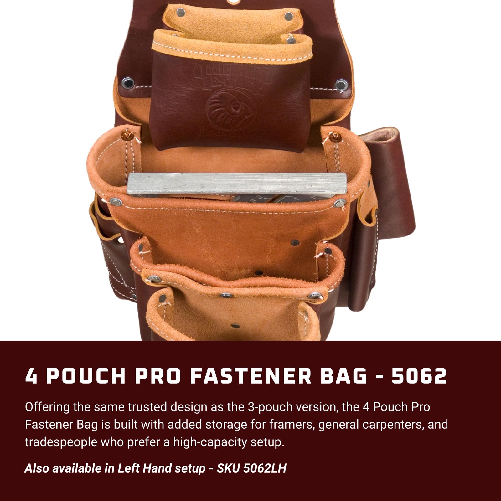 4 Pouch Pro Fastener Bag – 10 Pockets & Tool Holders – Made in USA