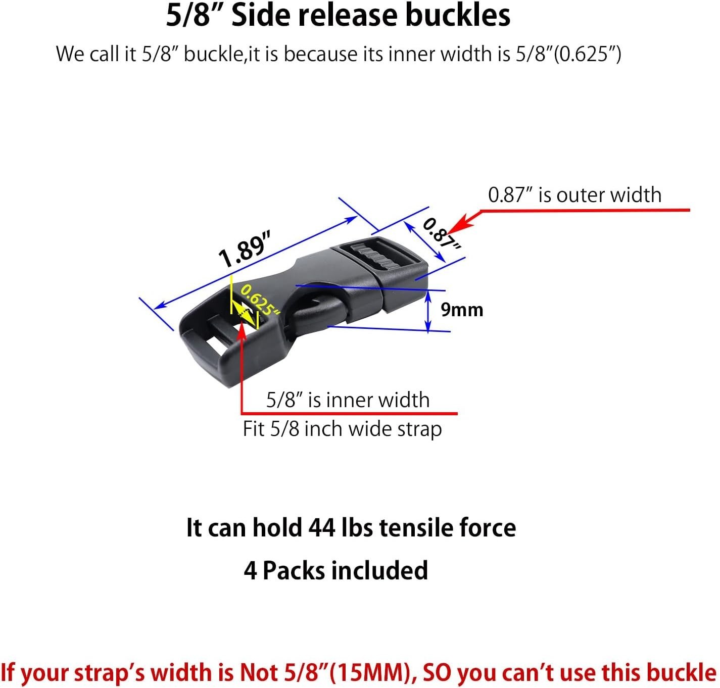 Adjustable Side Release Buckle Clips – Strong Plastic 4-Pack for Easy Use