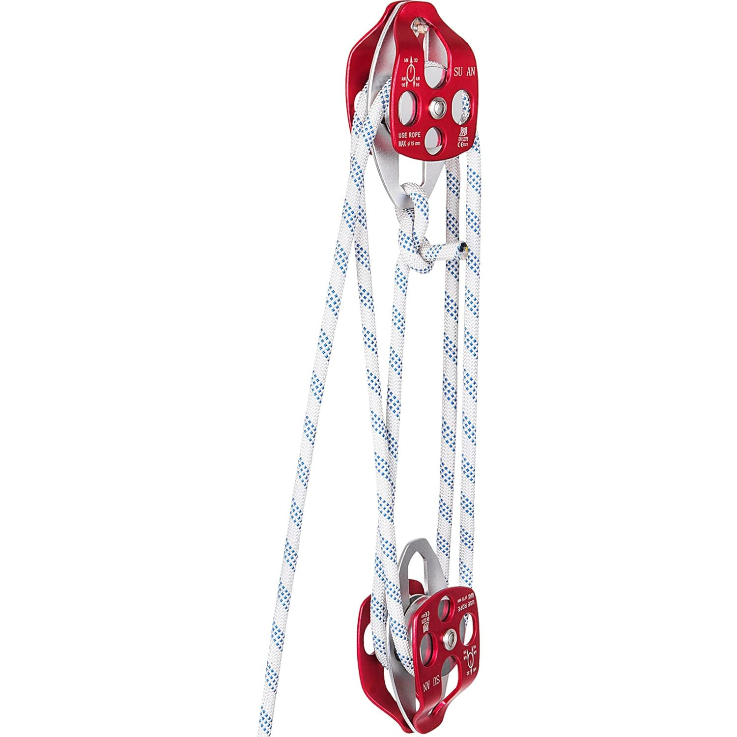 1/2″ X 200Ft Twin Sheave Block with Braid Rope 30-35KN 6600-7705LBS Double Pulle