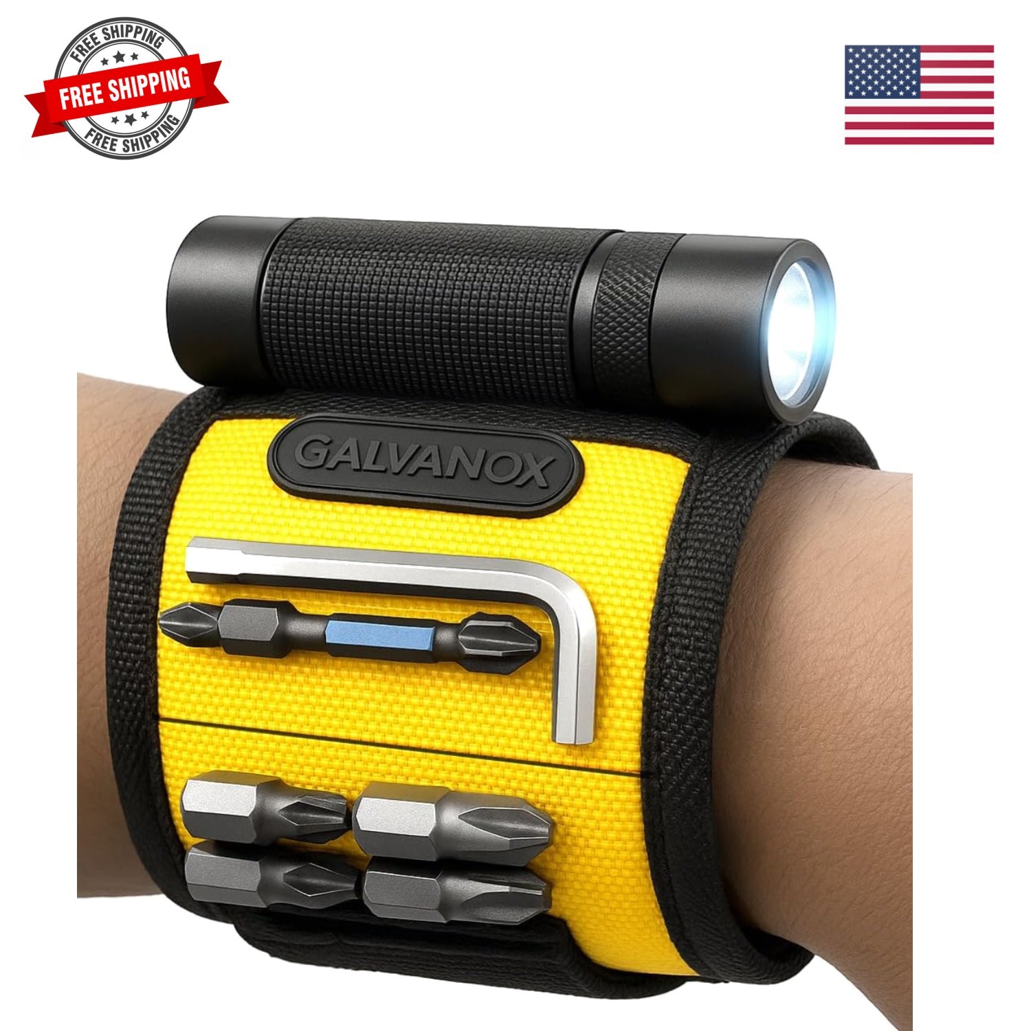 Magnetic Wristband with Hands-Free Work Light 3-Mode for Holding Screws Nails…